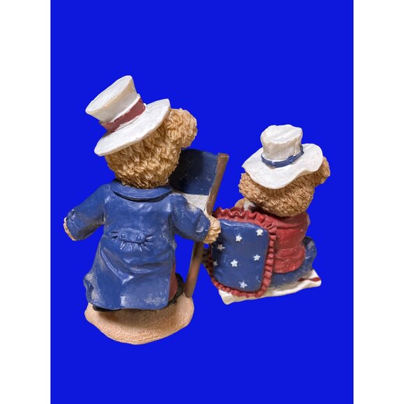 Patriotic 4th of July Uncle Sam Bear Resin Figurines American Flag - Picture 7 of 12